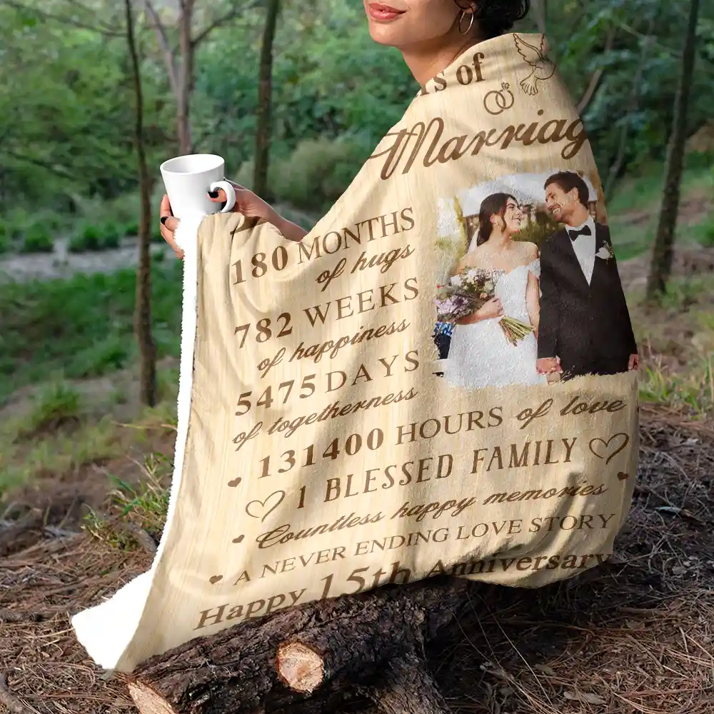 Custom Photo Wedding Anniversary Wedding Gift - Personalized Fleece Blanket, Sherpa Blanket - Image 5