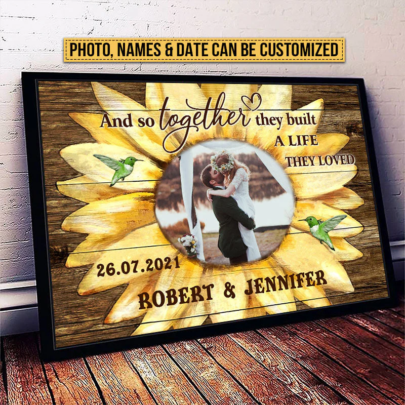 Custom Photo Wedding Married Couple Housewarming Gift Sunflower Custom Poster - Image 4