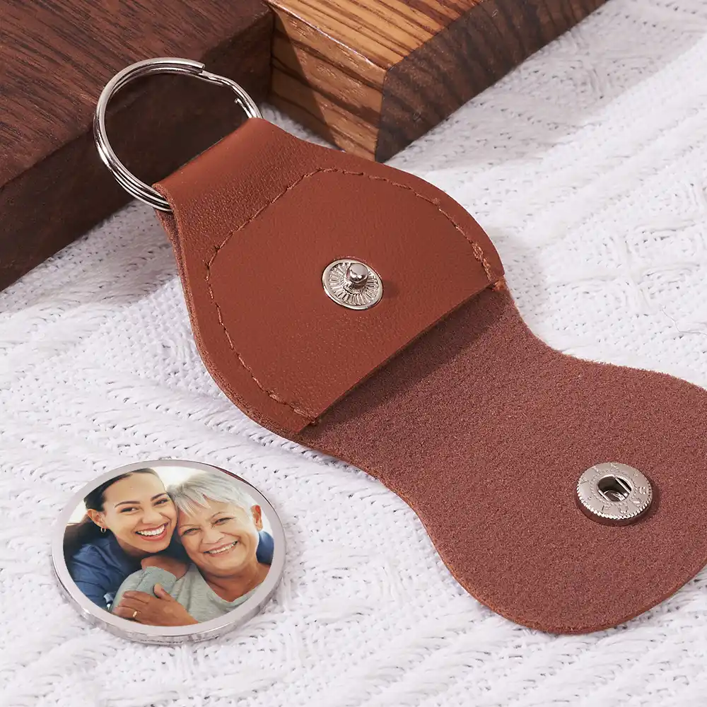 Custom Photo We're Always With You - Personalized Leather Pocket Hug - Image 2