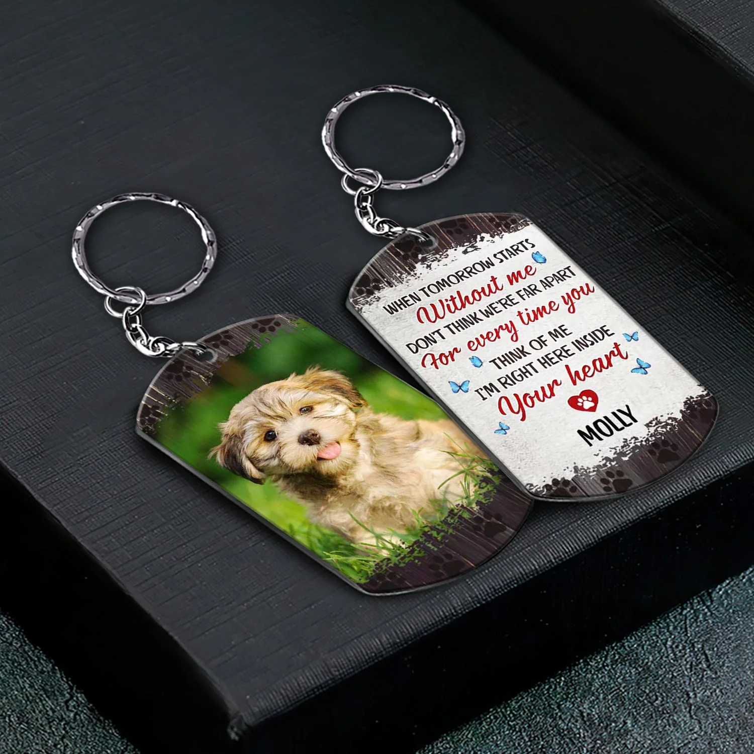 Custom Photo When Tomorrow Starts Without Me - Dog Memorial Gifts For Loss Of Dog - Personalized Aluminum Keychain - Image 2