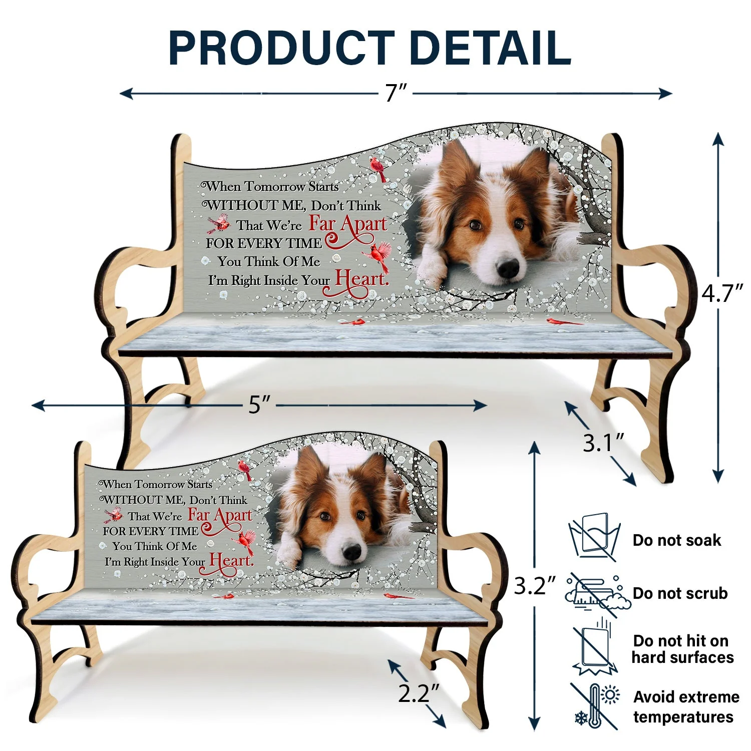 Custom Photo When Tomorrow Starts Without Me - Memorial Gift For Family, Cat Lovers, Dog Lovers - Personalized Memorial Bench - Image 5