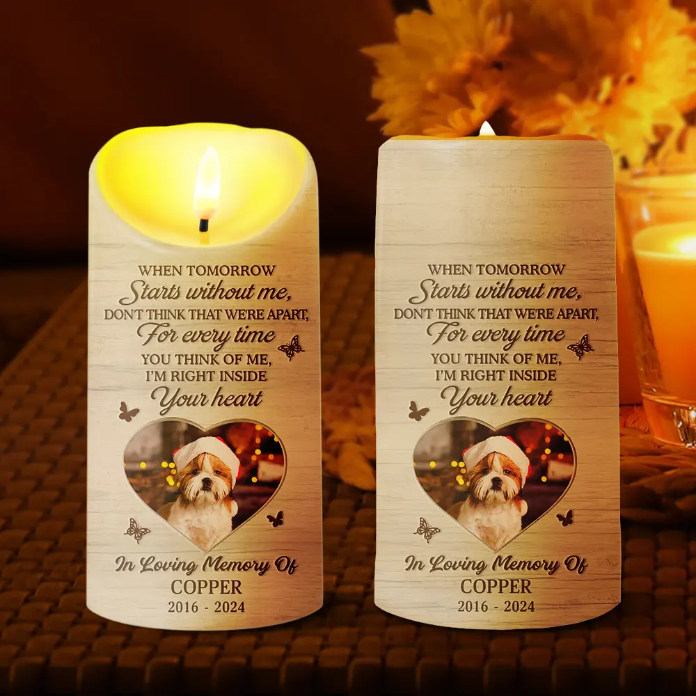 Custom Photo When Tomorrow Starts Without Me Memorial - Personalized Flameless LED Candle - Image 2