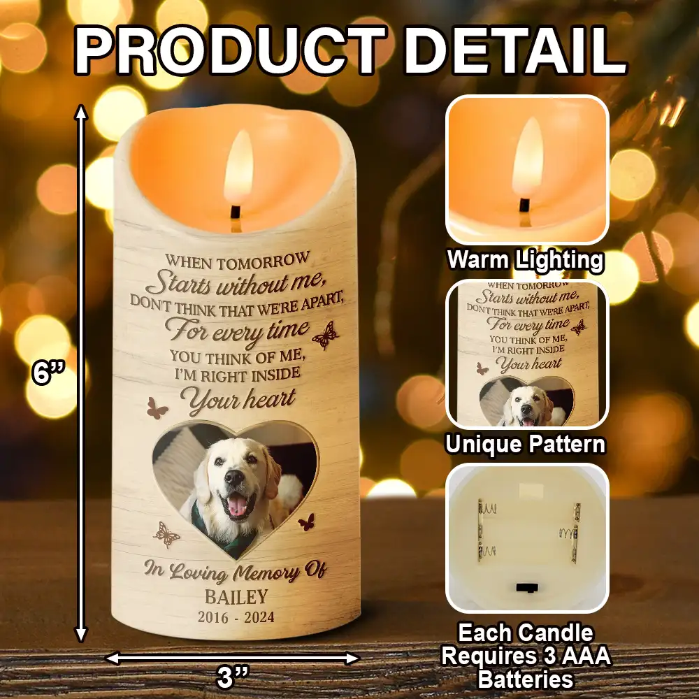 Custom Photo When Tomorrow Starts Without Me Memorial - Personalized Flameless LED Candle - Image 5