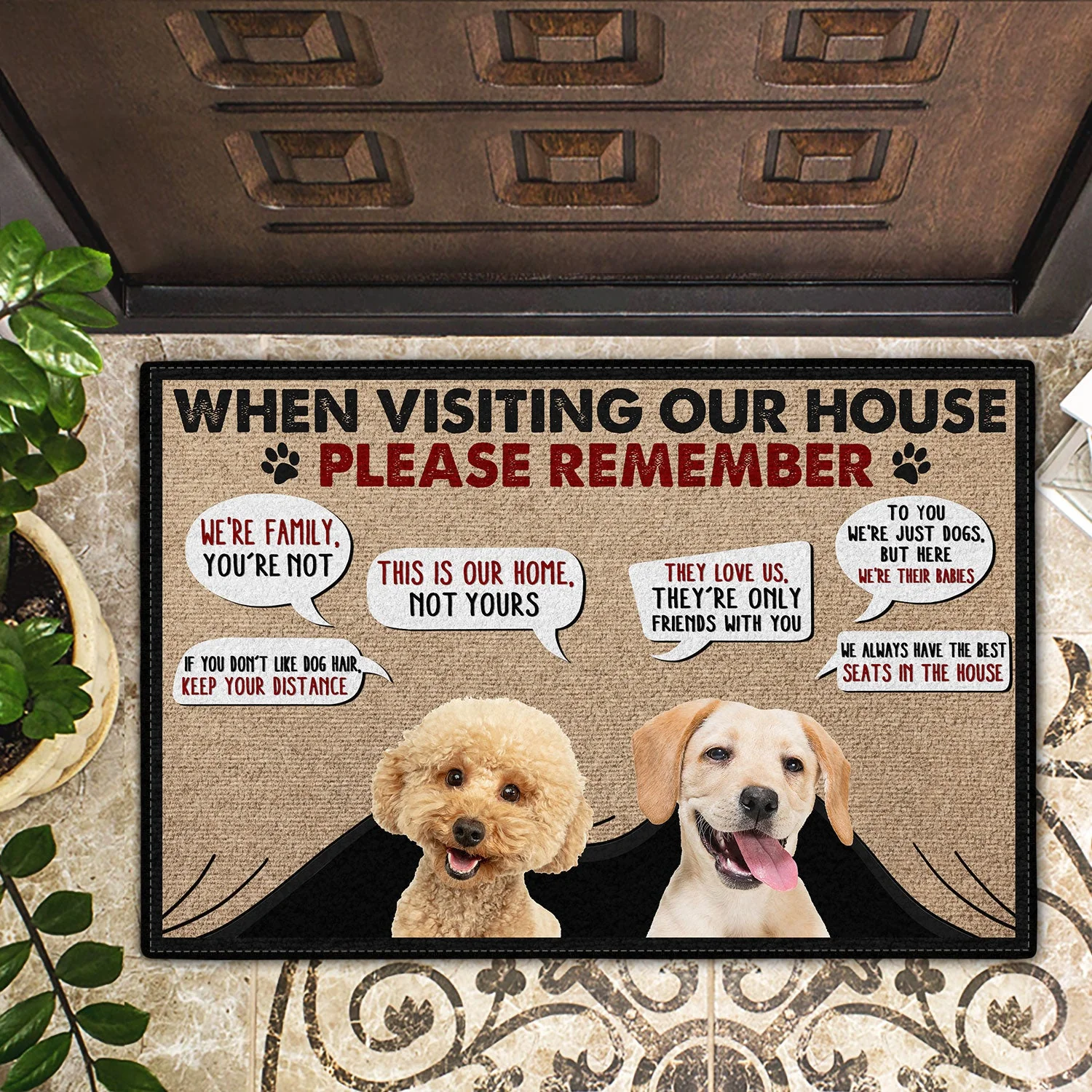 Custom Photo When Visiting Our House Please Remember - Decor Gift For Dog Lovers - Personalized Doormat - Image 3