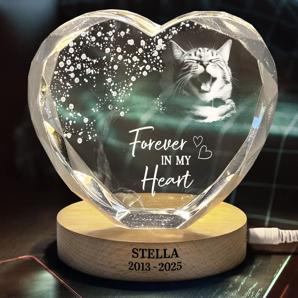 Custom Photo When You Miss Me Have No Fear Memorial - Personalized Crystal Heart Shaped Lamp - Image 3