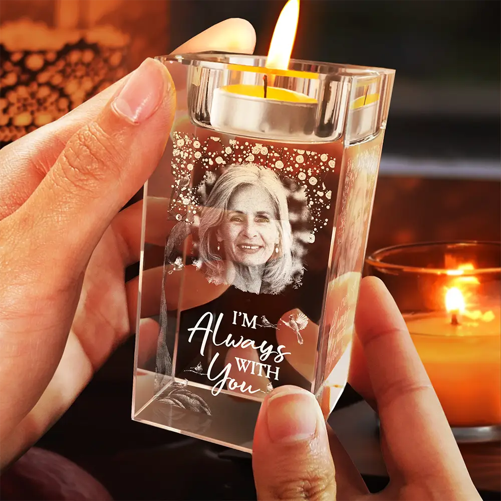 Custom Photo When You Miss Me Have No Fear - Personalized Crystal Candle Holder - Image 4
