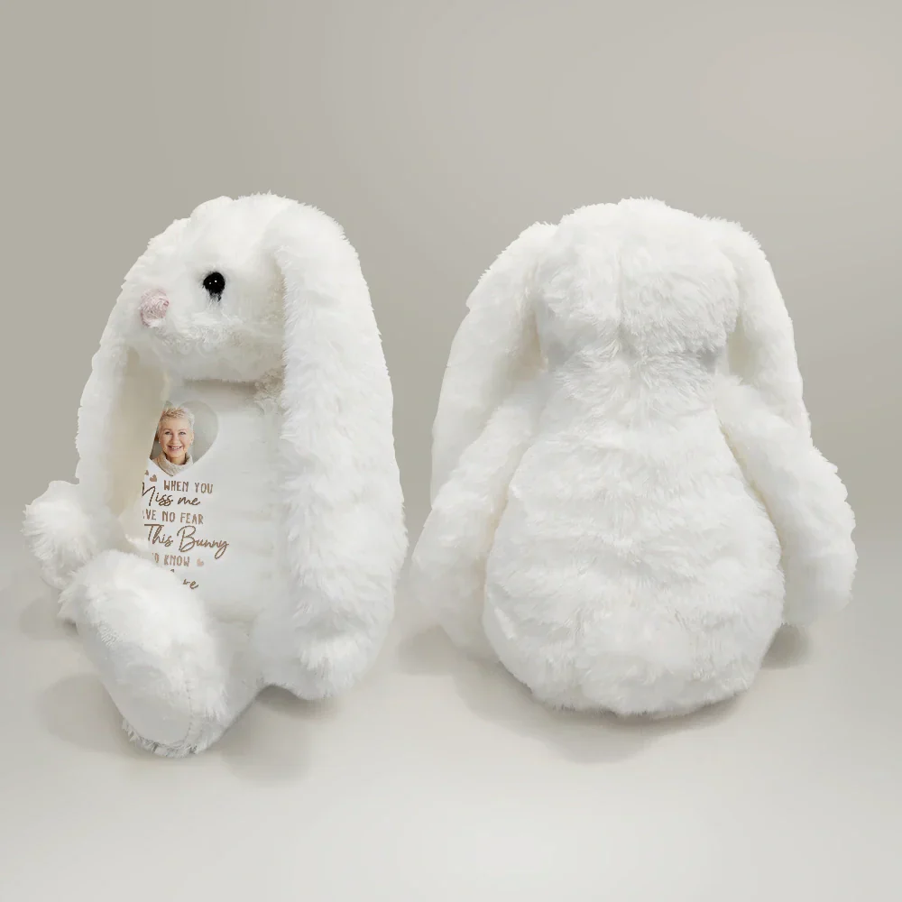 Custom Photo When You Miss Me Have No Fear - Personalized Soft Toy Bunny - Image 4