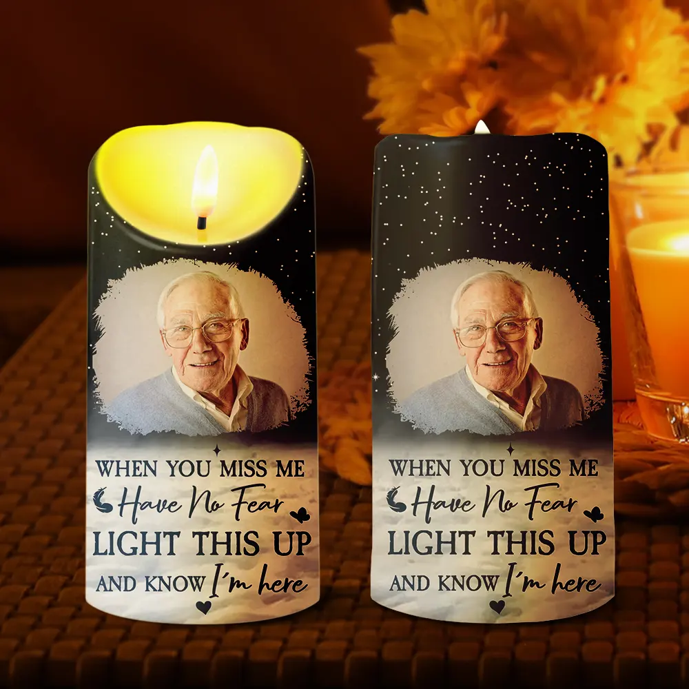 Custom Photo When You Miss Me Light This Up - Personalized Flameless LED Candle - Image 2