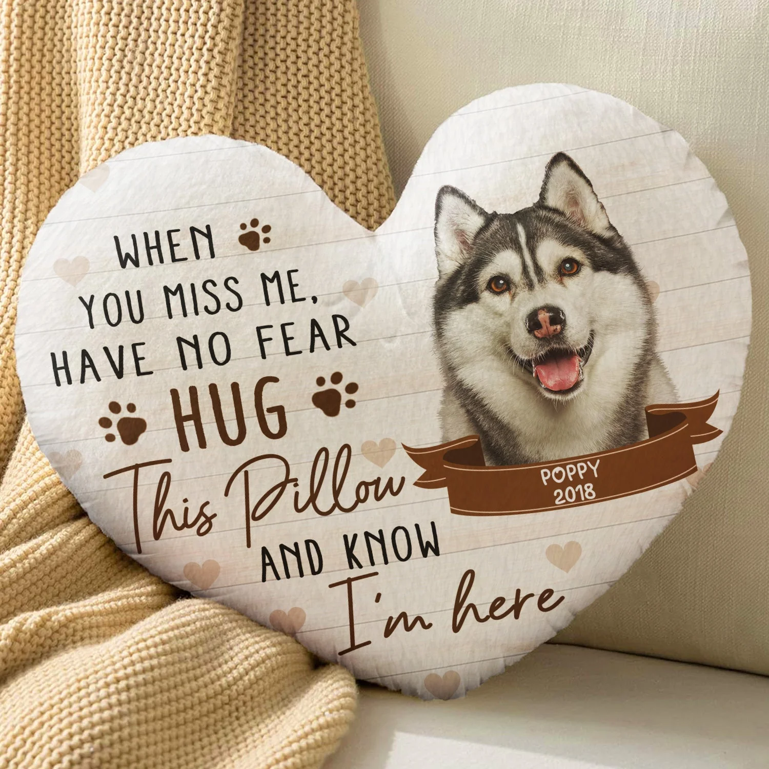 Custom Photo When You Miss Me - Loving, Memorial Gift For Dog Lovers, Cat Lovers - Personalized Heart Shaped Pillow - Image 5