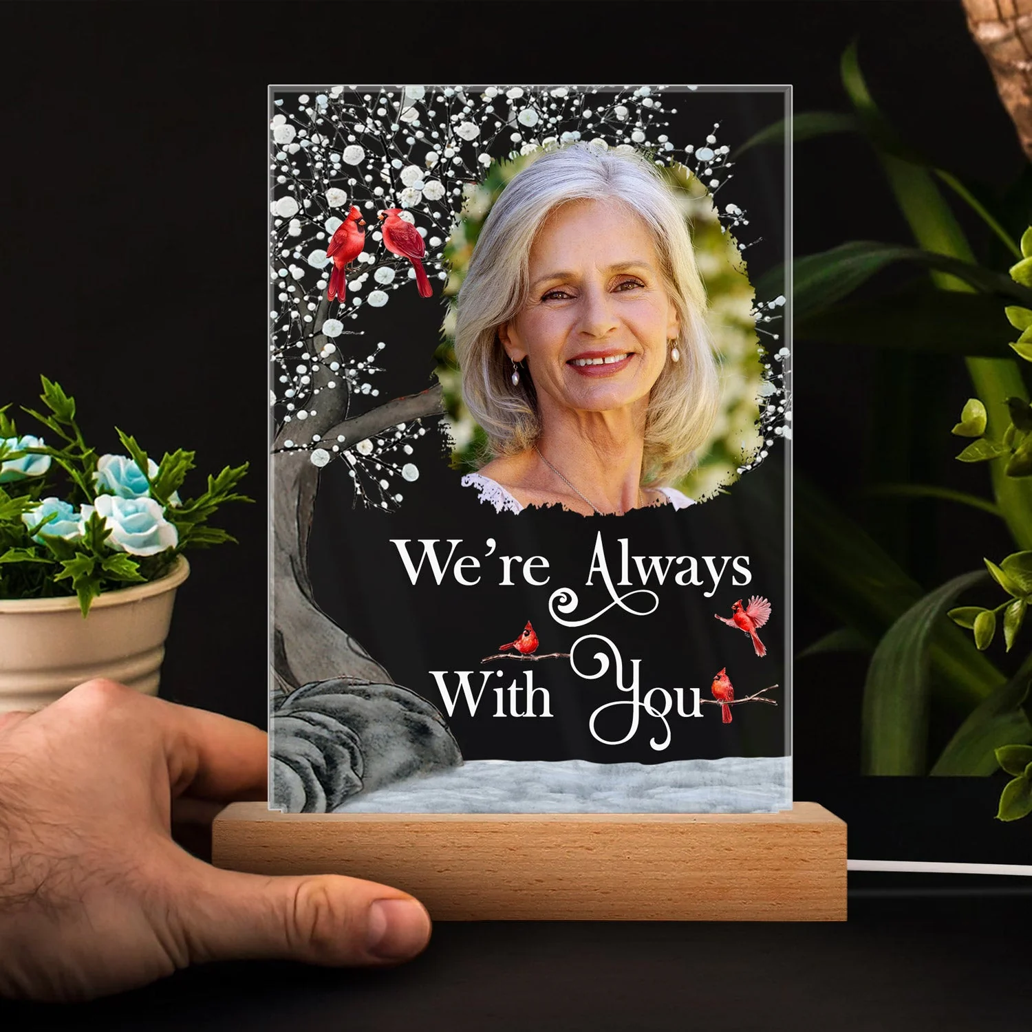 Custom Photo When You Miss Me - Loving, Memorial Gift For Family, Siblings, Friends - Personalized 3D Led Light Wooden Base - Image 4