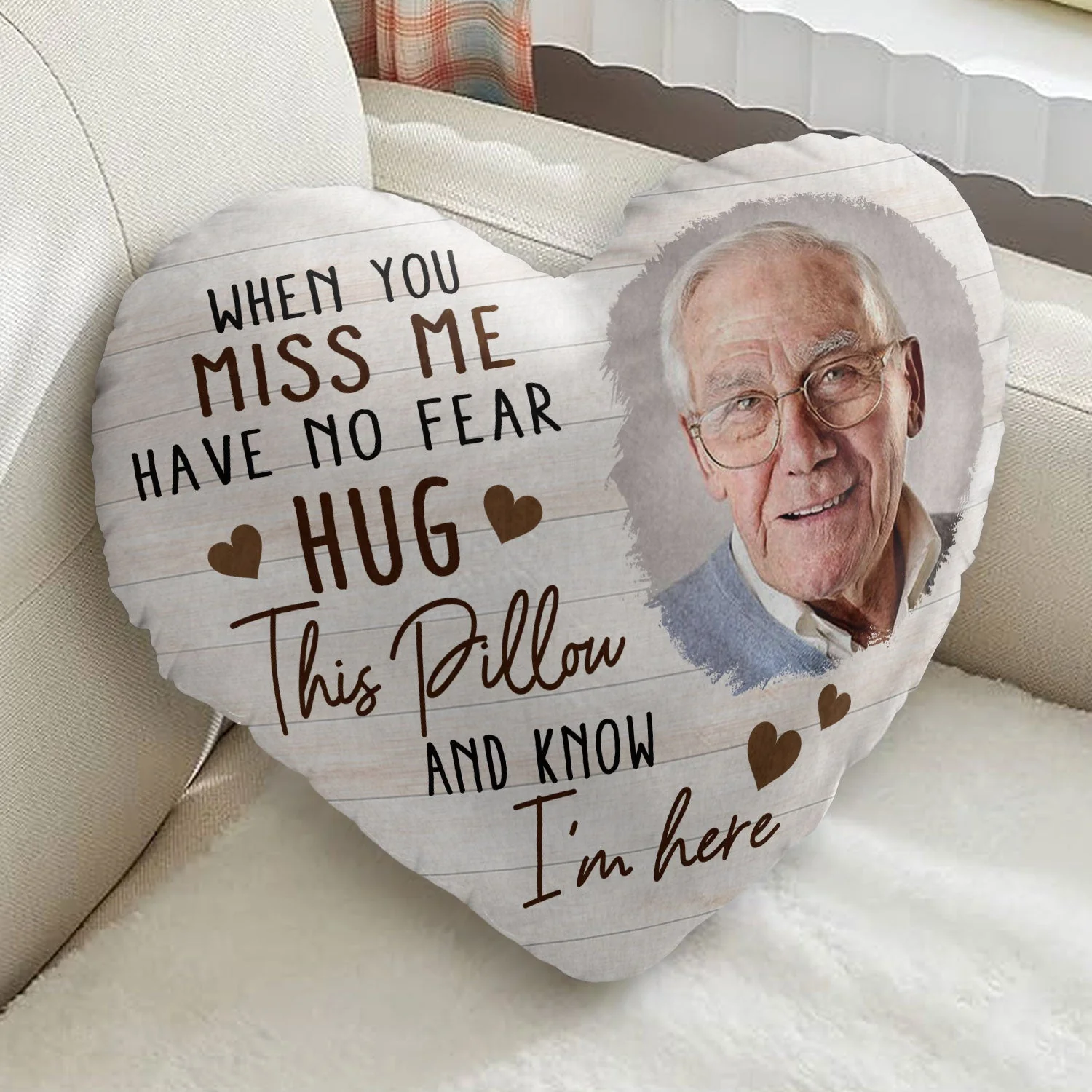 Custom Photo When You Miss Me - Memorial Gift For Family, Siblings, Friends - Personalized Heart Shaped Pillow - Image 2