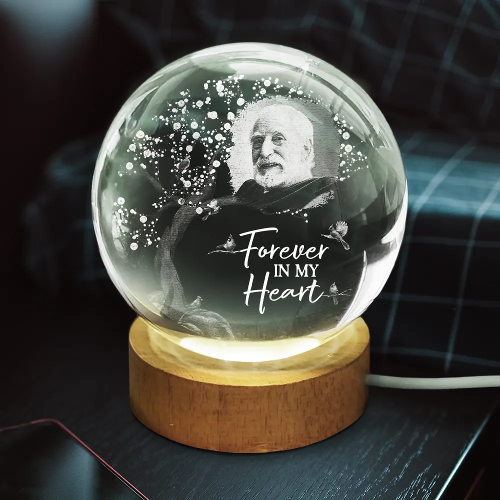 Custom Photo When You Miss Me - Personalized Crystal Globe Lamp - Image 3