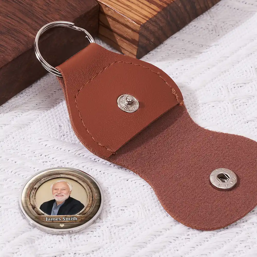 Custom Photo When You Really Miss Me I Am Sending You My Hug - Personalized Leather Pocket Hug - Image 2