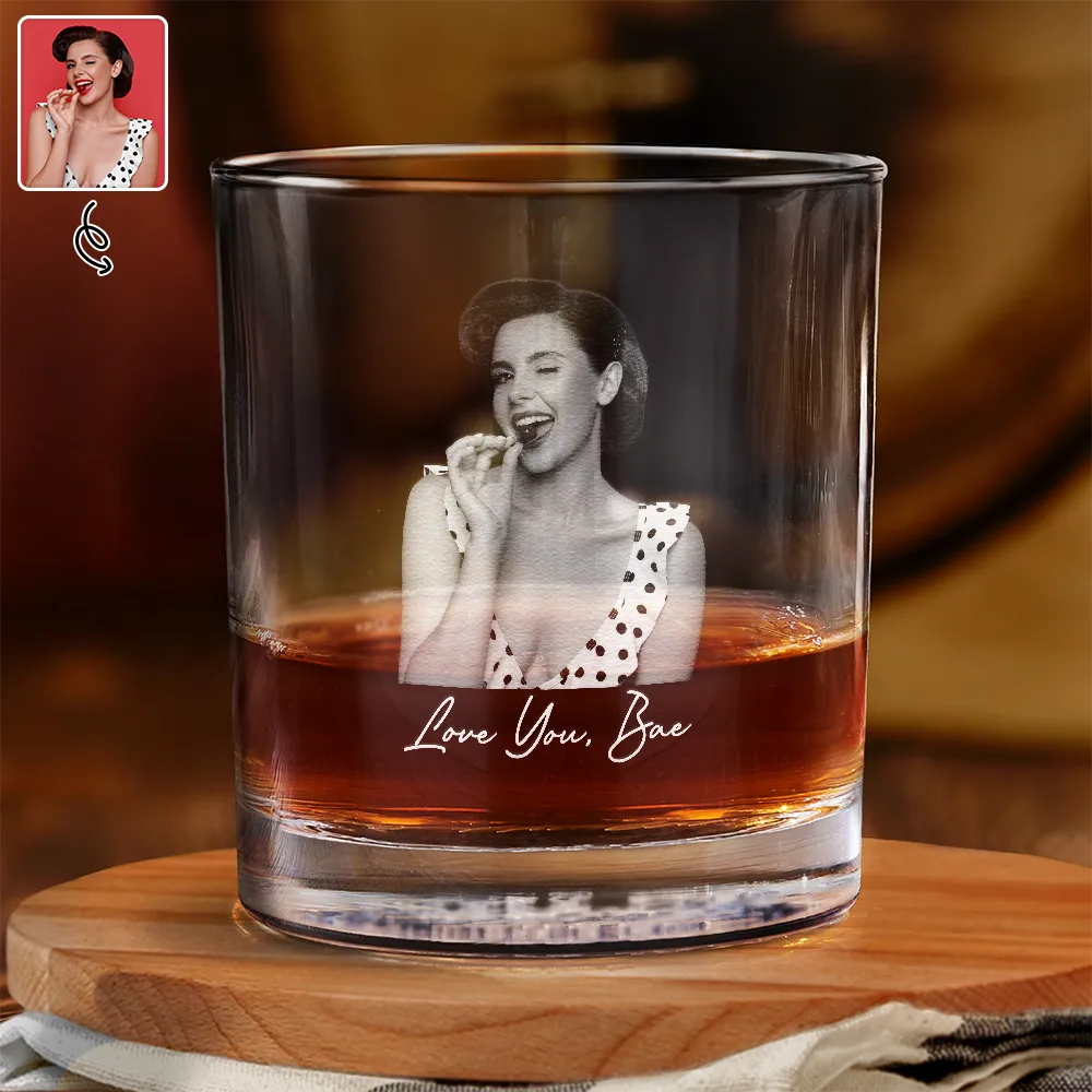 Custom Photo Wife Girlfriend Sexy Photo - Personalized Whiskey Glass