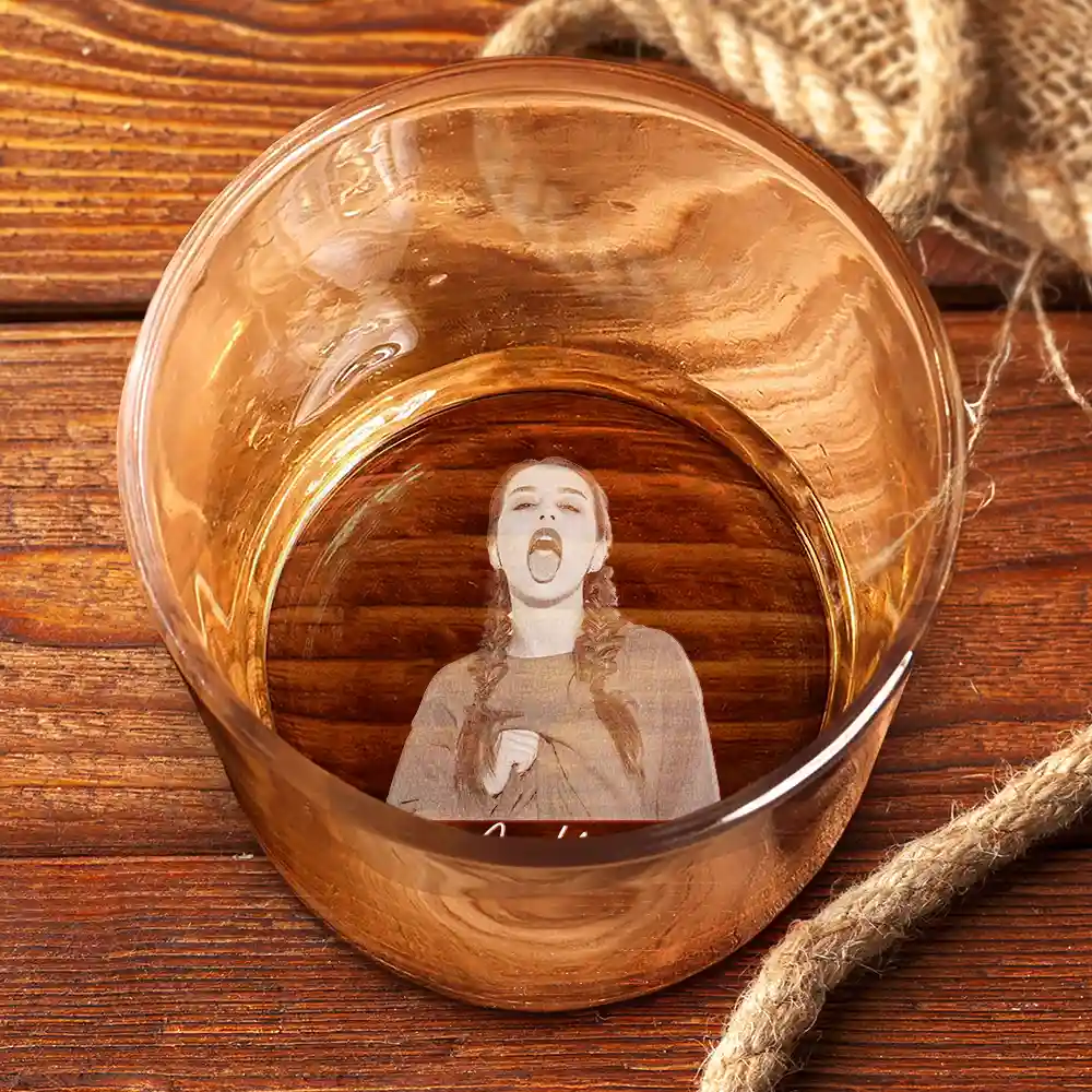 Custom Photo Wife Girlfriend Sexy Photo - Personalized Whiskey Glass - Image 5
