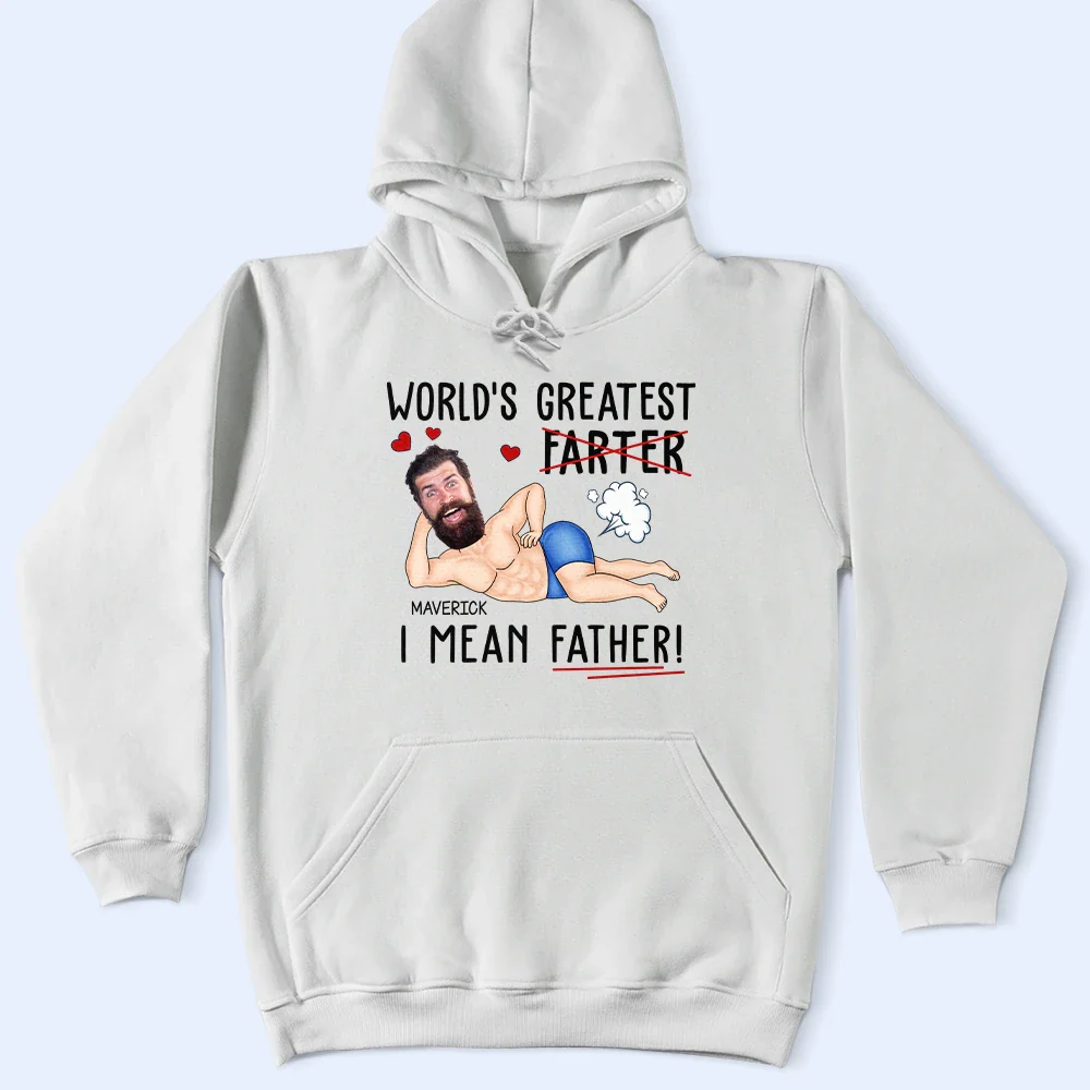 Custom Photo World's Greatest Farter I Mean Father - Personalized T Shirt - Image 6