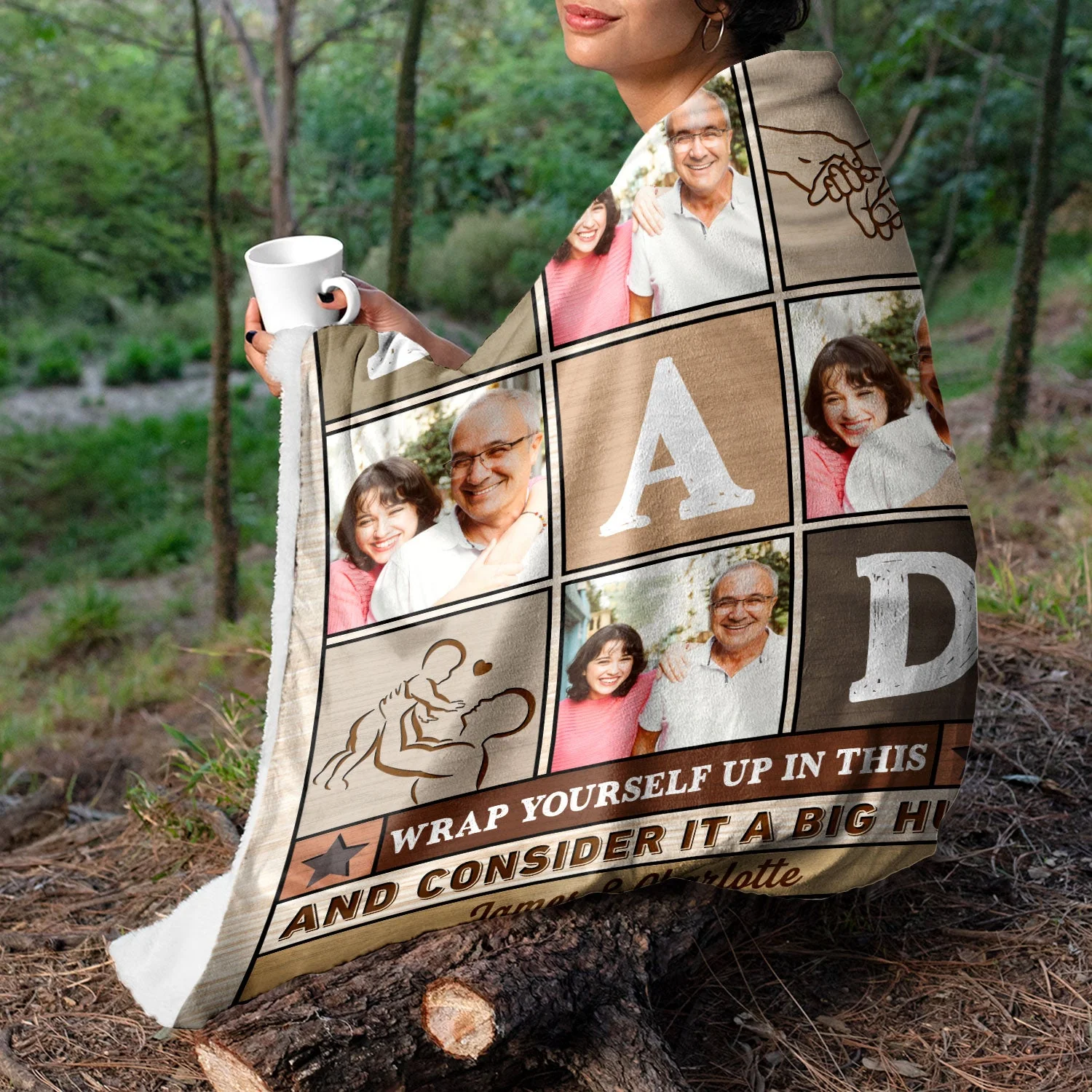 Custom Photo Wrap Yourself Up In This And Consider It A Big Hug - Birthday, Loving Gift For Dad, Father, Papa, Grandpa, Grandfather - Personalized Custom Fleece Blanket - Image 3