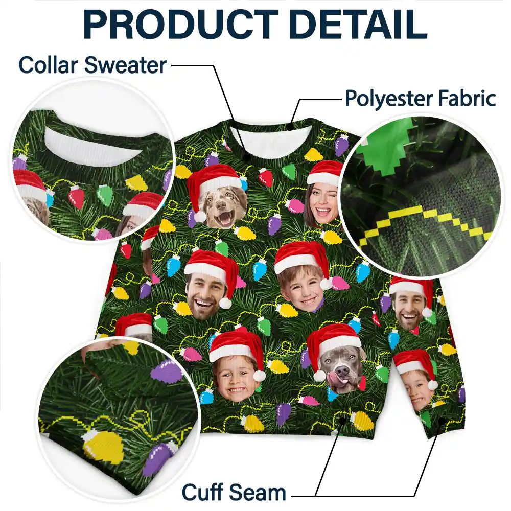 Custom Photo Xmas Led Light - Personalized Unisex Ugly Sweater - Image 7