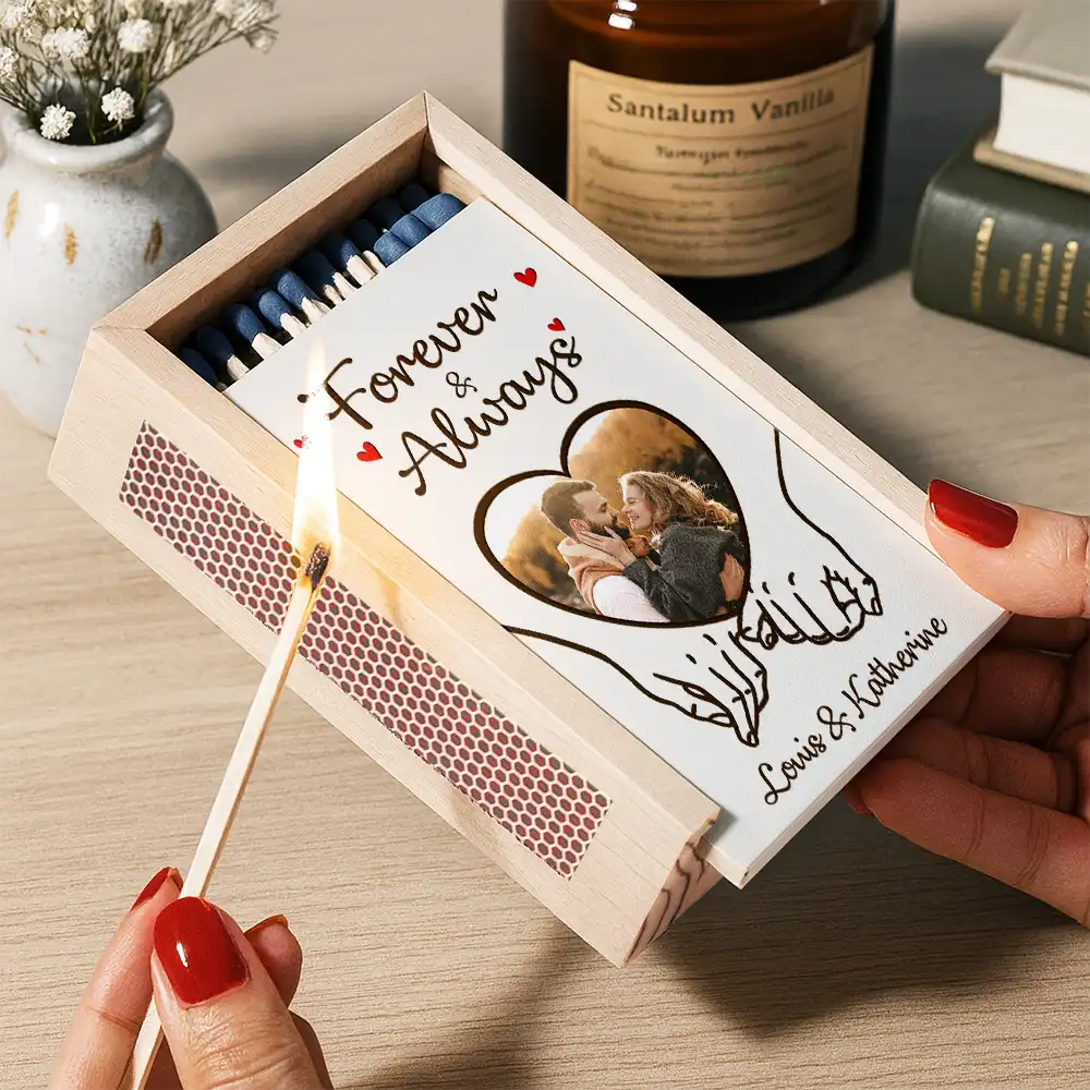 Custom Photo You And Me We Got This Couple Hands - Personalized Wooden Matchbox - Image 2