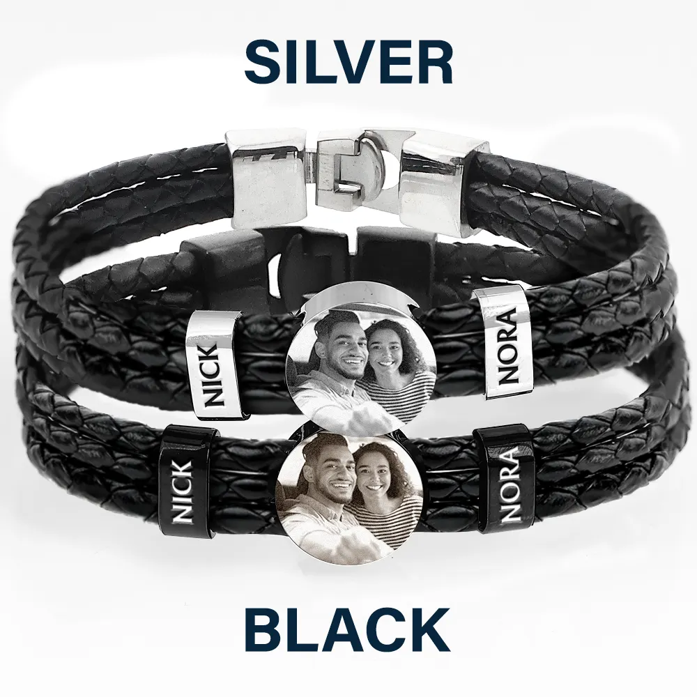 Custom Photo You And Me We Got This Couple - Personalized Leather Braided Bracelet - Image 4
