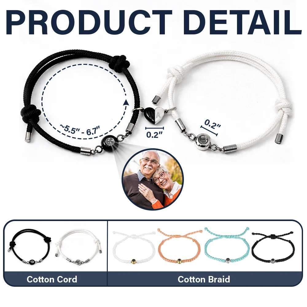 Custom Photo You And Me We Got This Couple - Personalized Photo Projection Bracelet Magnetic Initial - Image 5