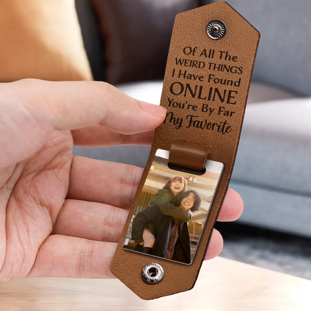 Custom Photo You Are My Favorite - Gift For Couples - Personalized Leather Photo Keychain - Image 3