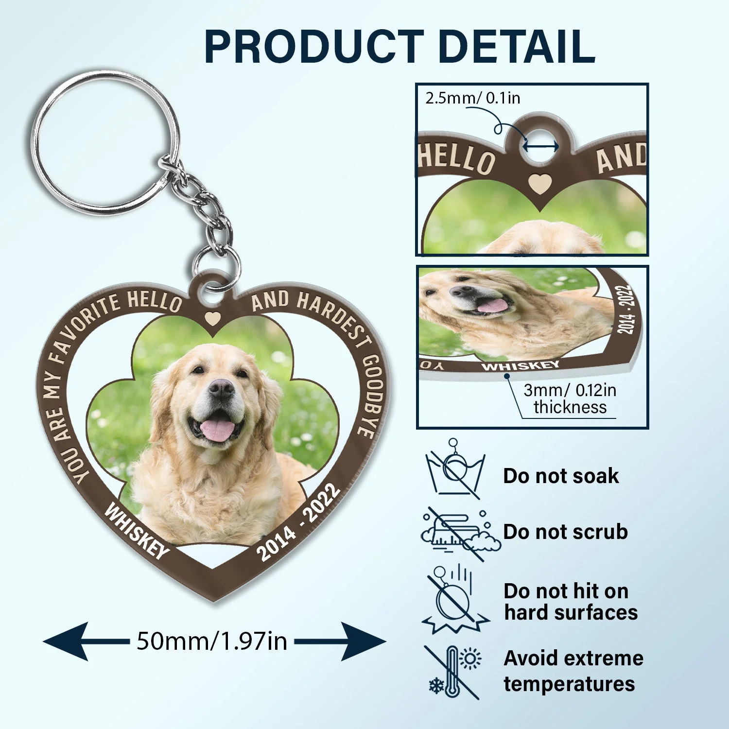 Custom Photo You Are My Favorite Hello And Hardest Goodbye - Memorial Gift For Dog And Cat Lovers - Personalized Custom Heart Shaped Acrylic Keychain - Image 4