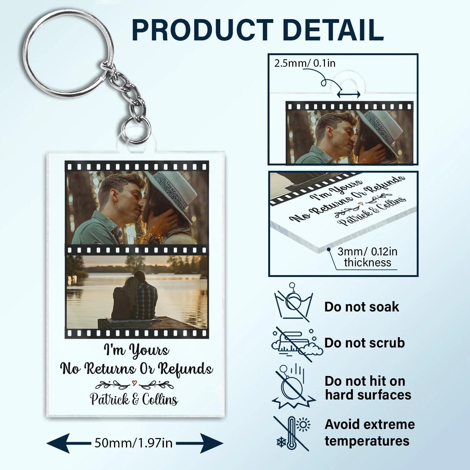 Custom Photo You Are My Greatest Adventure - Gift For Couples - Personalized Custom Rectangle Acrylic Keychain - Image 4