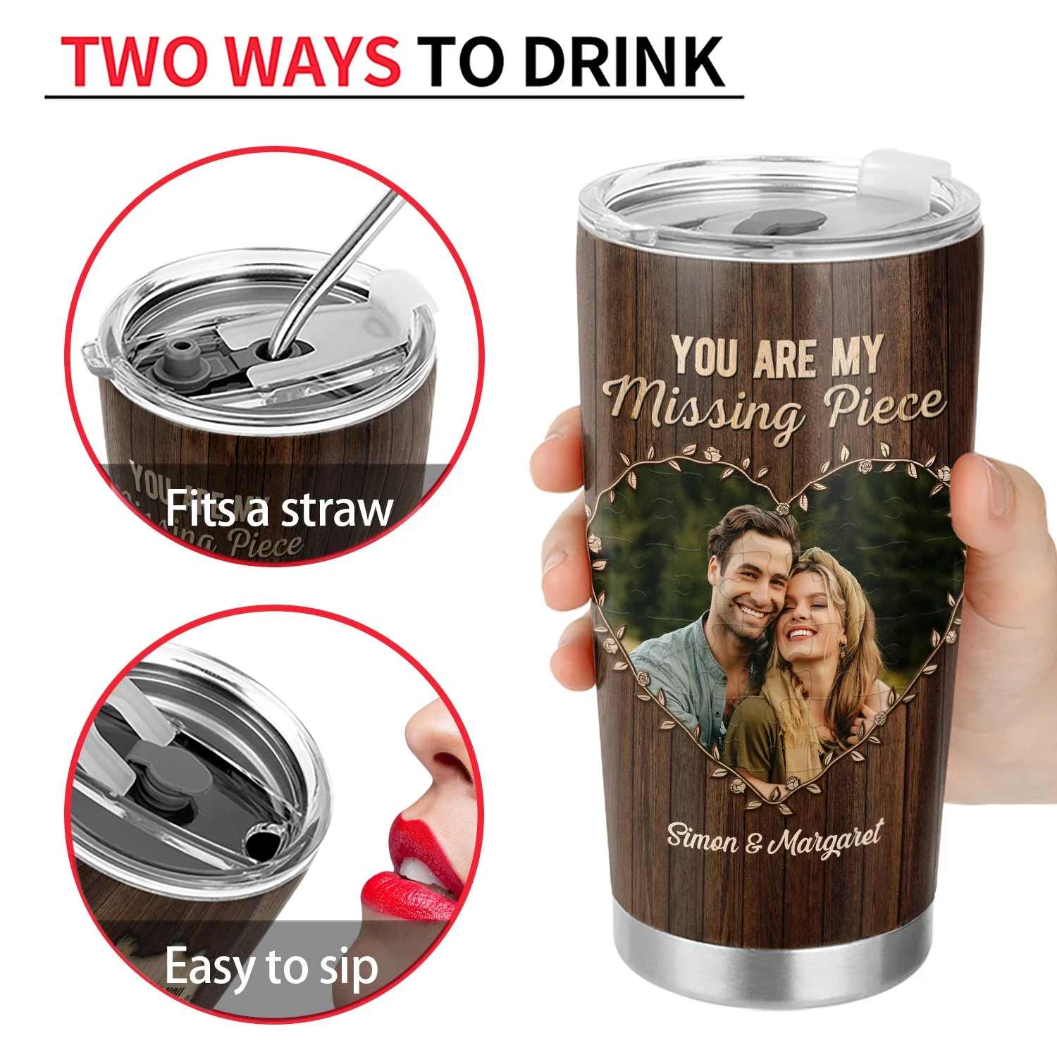 Custom Photo You Are My Missing Piece - Anniversary Gift For Couples - Personalized Tumbler - Image 4