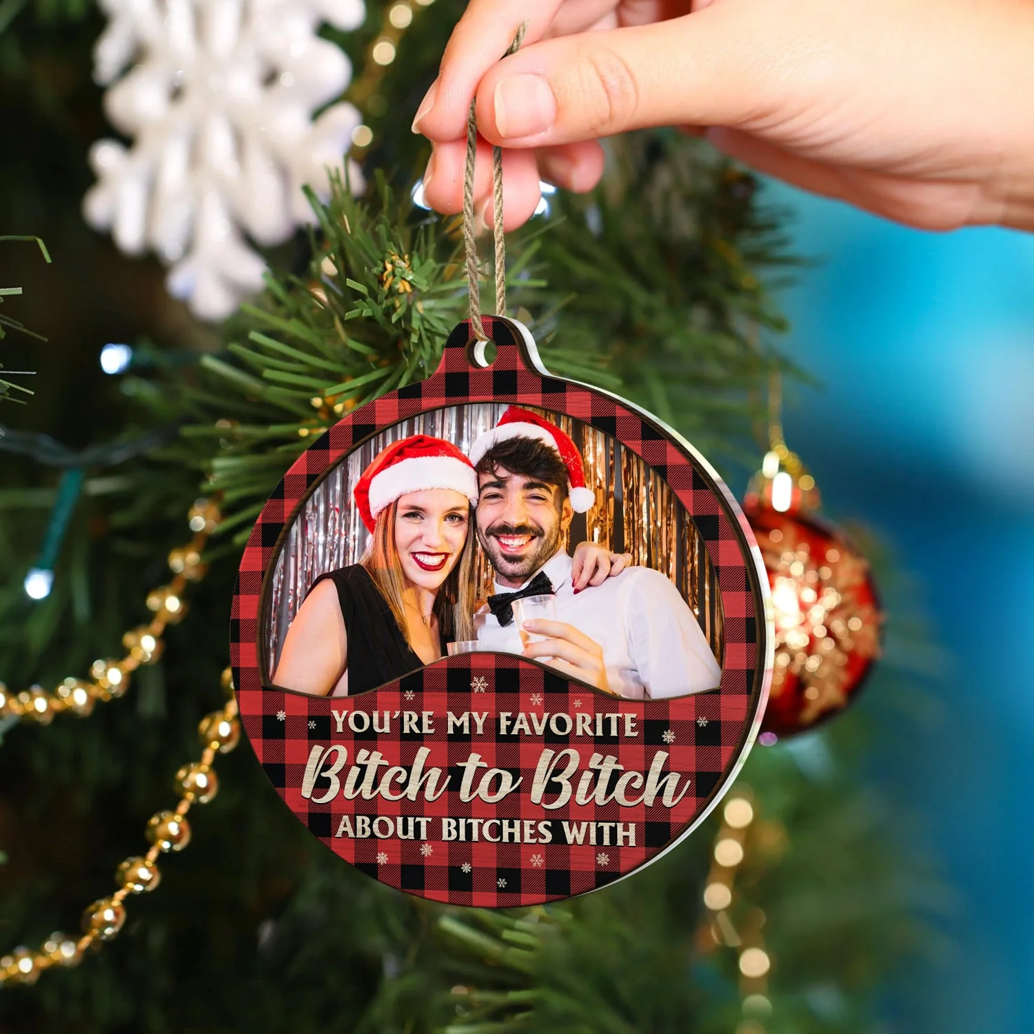 Custom Photo You Are The Reason I Don't Punch People At Work - Christmas Gifts For Colleagues, Coworker, Besties - Personalized 2-Layered Mix Ornament - Image 4