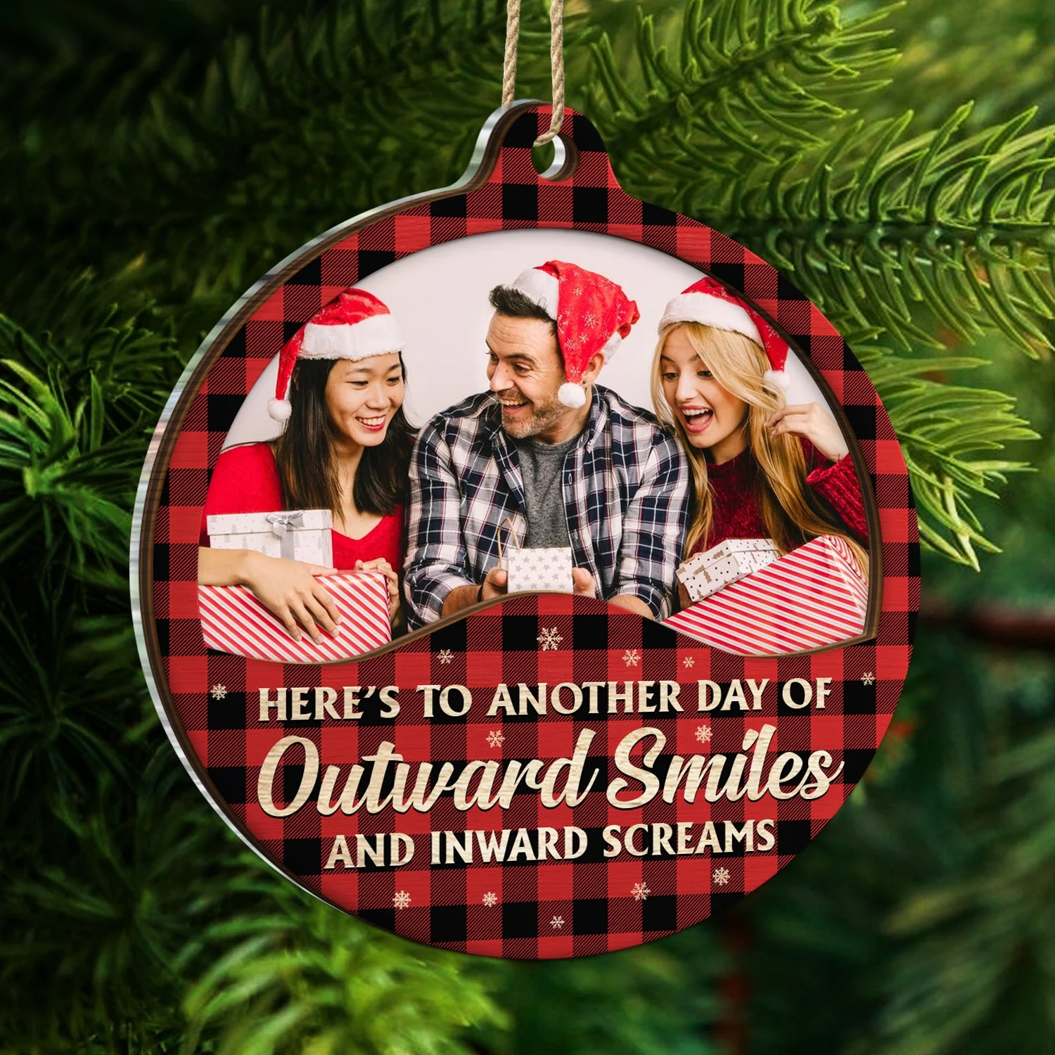 Custom Photo You Are The Reason I Don't Punch People At Work - Christmas Gifts For Colleagues, Coworker, Besties - Personalized 2-Layered Mix Ornament - Image 5
