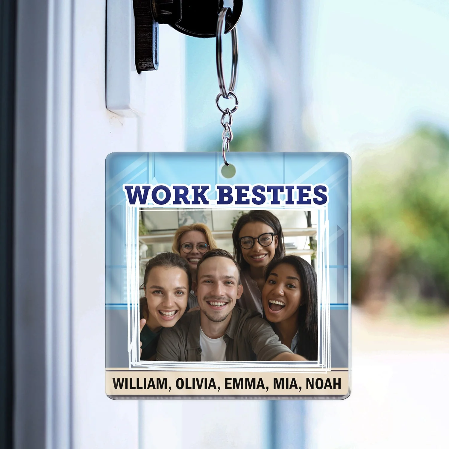 Custom Photo You Are The Reason I Don't Punch People At Work - Funny, Anniversary, Birthday Gifts For Colleagues, Coworker, Besties - Personalized Custom Acrylic Keychain - Image 3