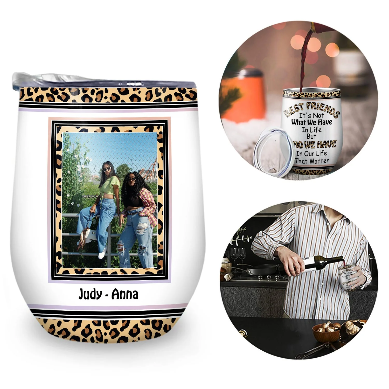 Custom Photo You Are The SHE To My NANIGANS Sisters - Gift For Bestie, Sibling - Personalized Custom Wine Tumbler - Image 2
