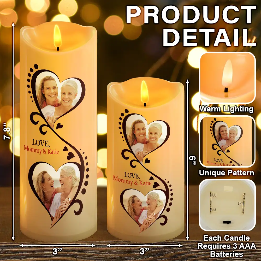 Custom Photo You Are The World To Me - Personalized Flameless LED Candle - Image 5