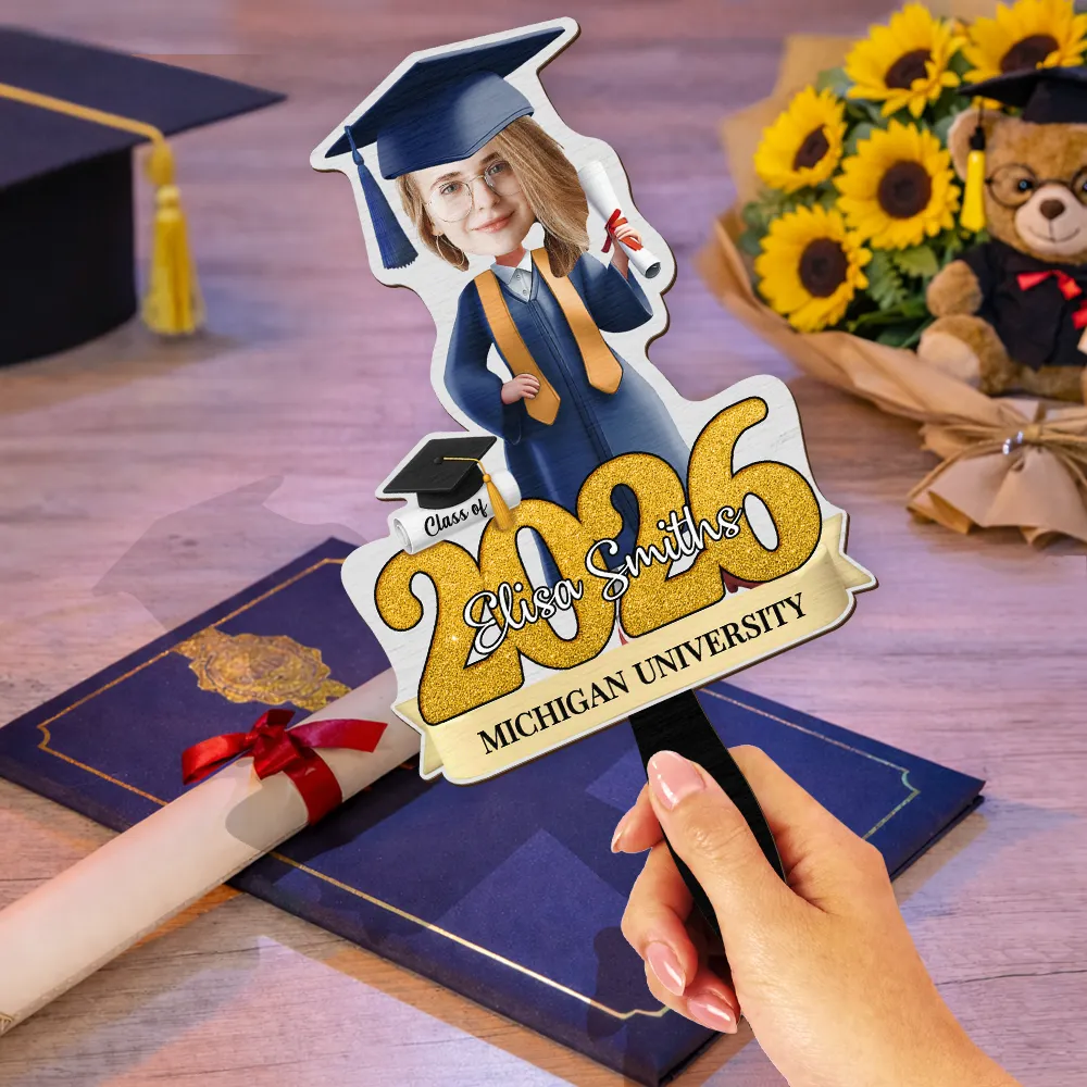 Custom Photo You Did It Congrats Graduation - Personalized Graduation Handheld Fan - Image 4
