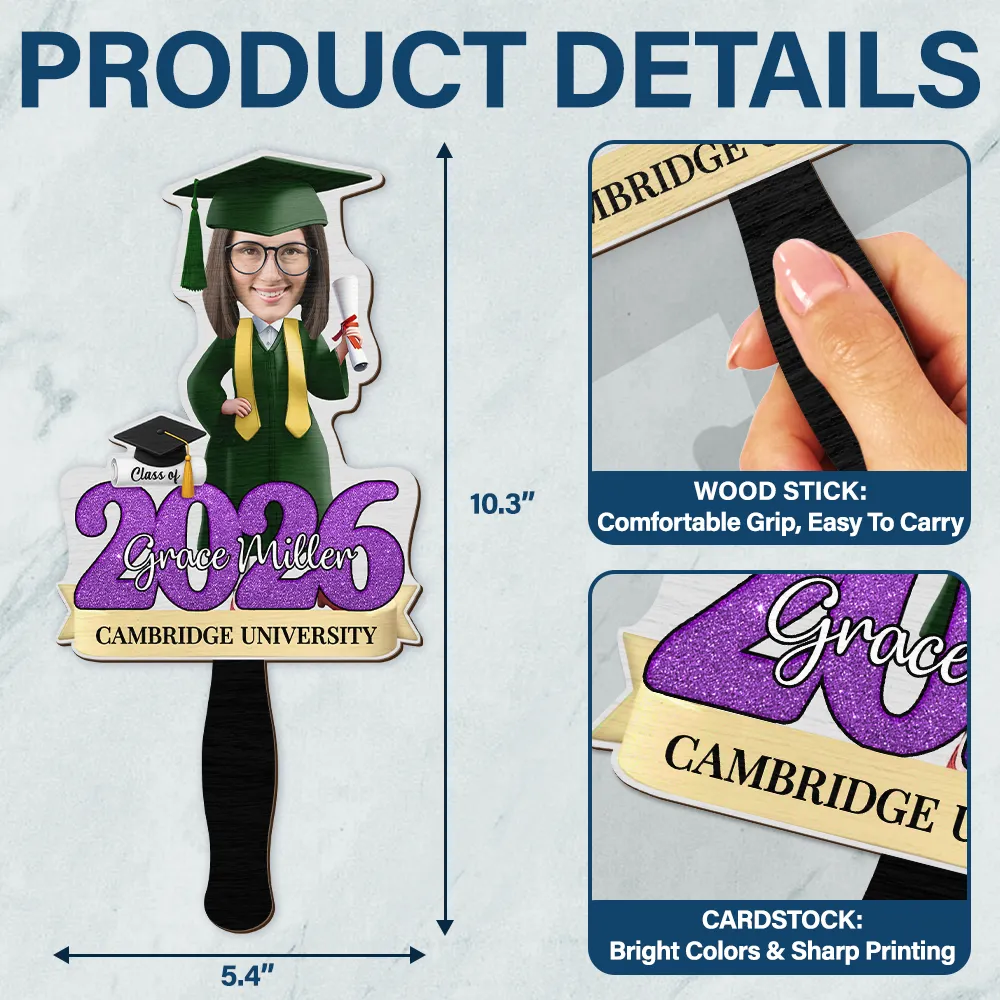 Custom Photo You Did It Congrats Graduation - Personalized Graduation Handheld Fan - Image 5