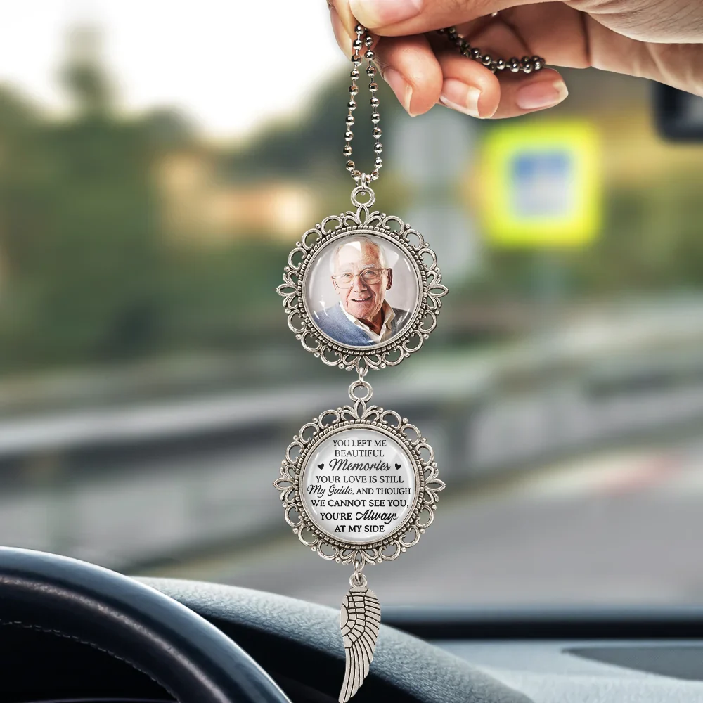 Custom Photo You Left Me Beautiful Memories Memorial - Personalized Photo Pendant Charm - Image 3