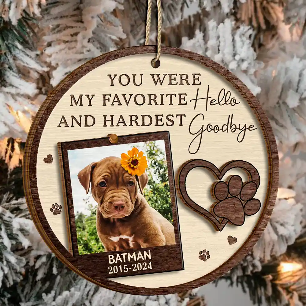 Custom Photo You Left Paw Prints On My Heart Forever - Personalized 2-Layered Wooden Ornament - Image 3