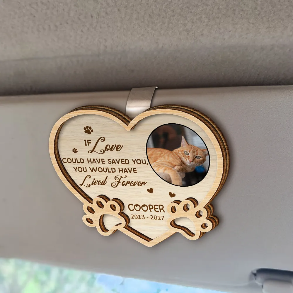 Custom Photo You Left Paw Prints On My Heart Forever - Personalized Custom Shaped Car Visor Clip - Image 2
