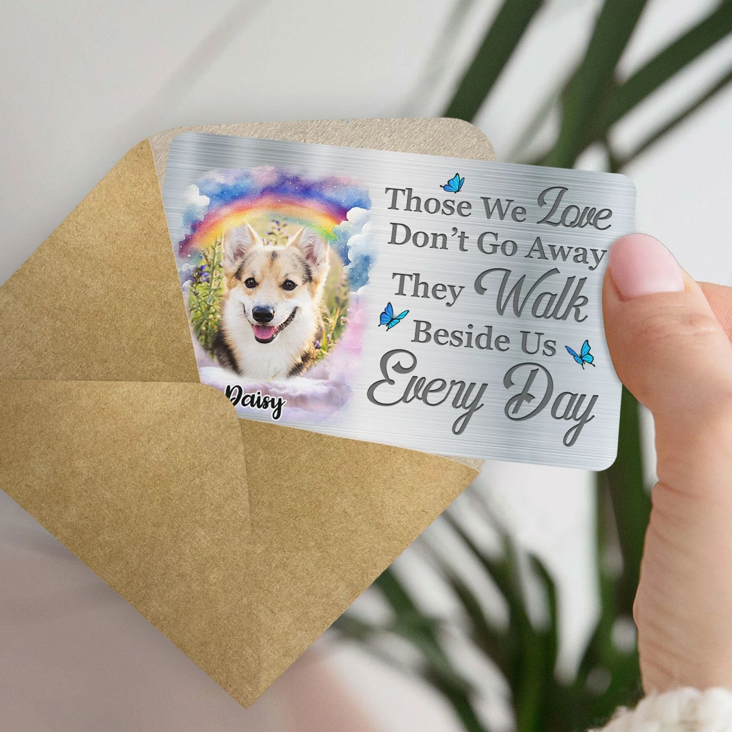 Custom Photo You Left Paw Prints On My Heart - Memorial Gift For Pet Owners, Pet Lovers - Personalized Aluminum Wallet Card - Image 5