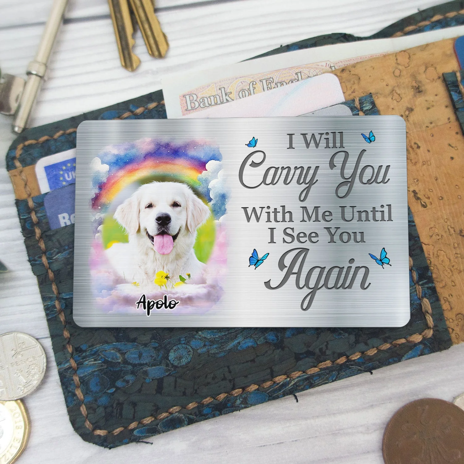 Custom Photo You Left Paw Prints On My Heart - Memorial Gift For Pet Owners, Pet Lovers - Personalized Aluminum Wallet Card - Image 6
