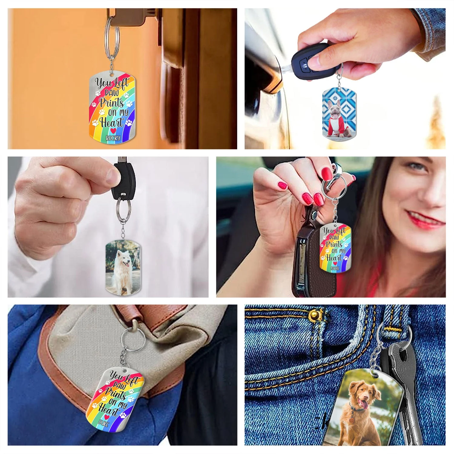 Custom Photo You Left Paw Prints On My Heart - Pet Memorial Gift - Personalized Aluminum Keychain - Image 6