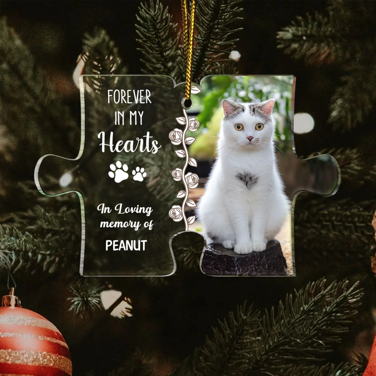 Custom Photo You Left Pawprint In My Heart - Christmas Gift For Pet Lovers - Personalized Custom Shaped Acrylic Ornament - Image 3