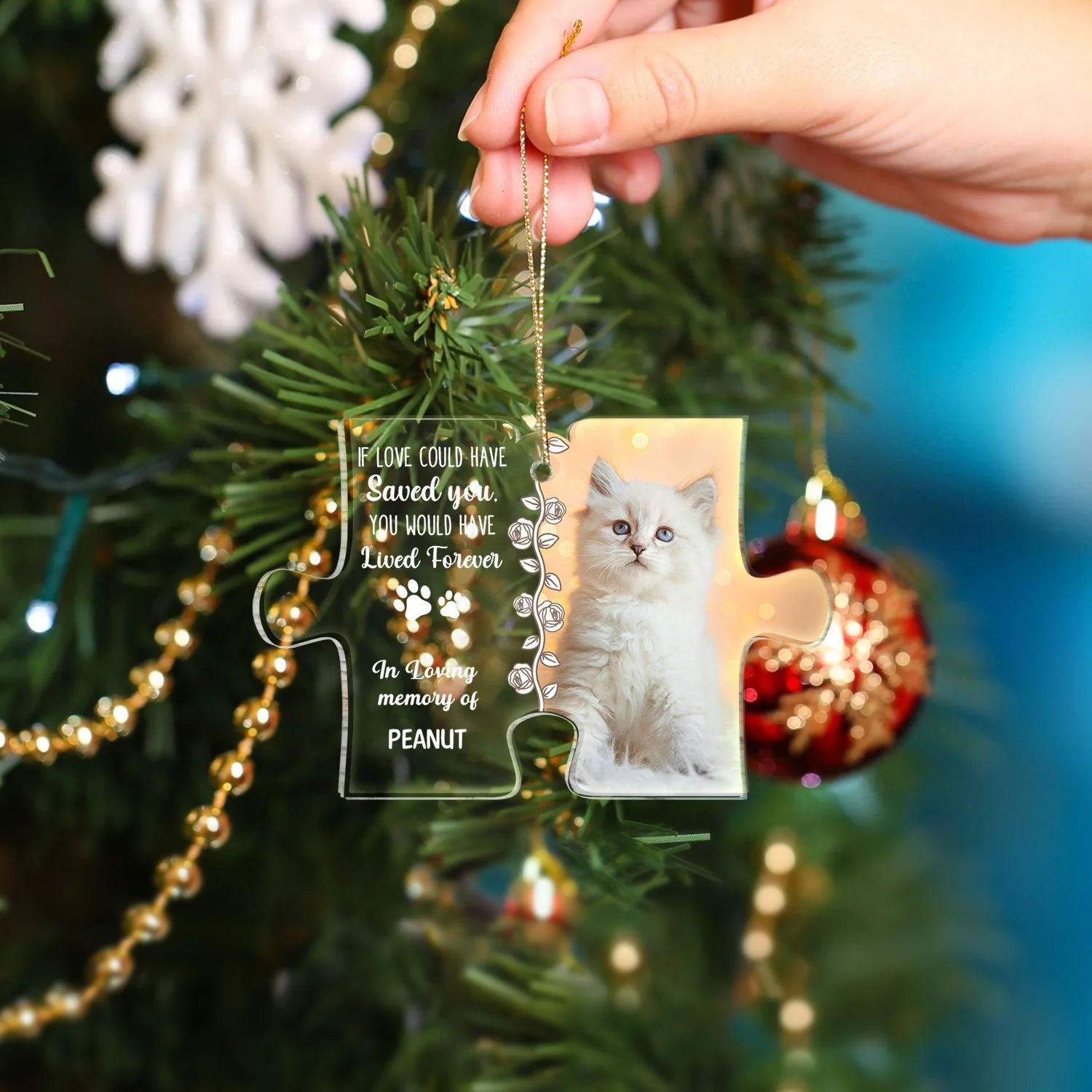 Custom Photo You Left Pawprint In My Heart - Christmas Gift For Pet Lovers - Personalized Custom Shaped Acrylic Ornament - Image 4