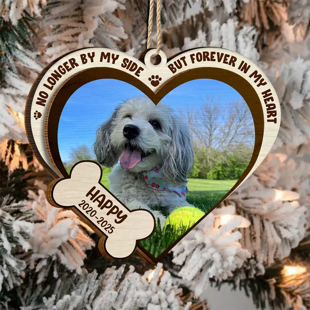 Custom Photo You Live Forever In My Heart - Personalized 2-Layered Wooden Ornament - Image 3