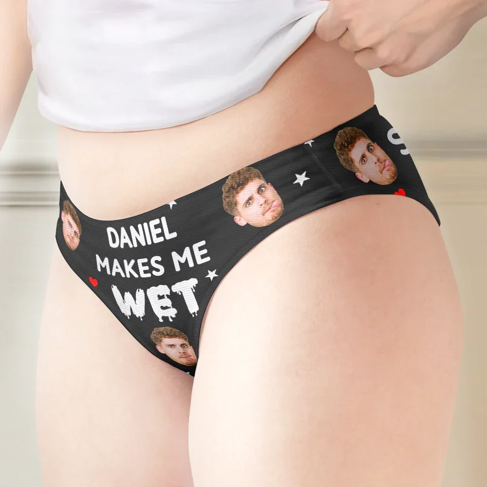 Custom Photo You Makes Me Wet - Personalized Women's Low-waisted Brief - Image 3