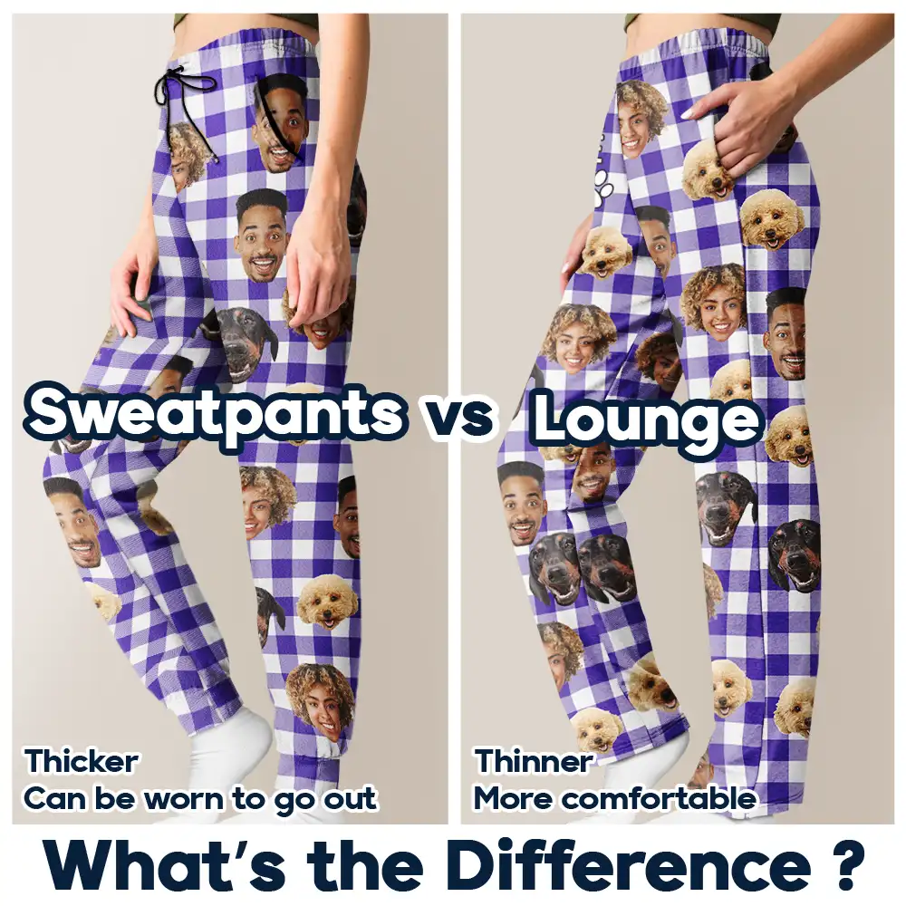 Custom Photo You & Me And The Dog Cat Pet Plaid Pattern - Personalized Pajama Pants - Image 6