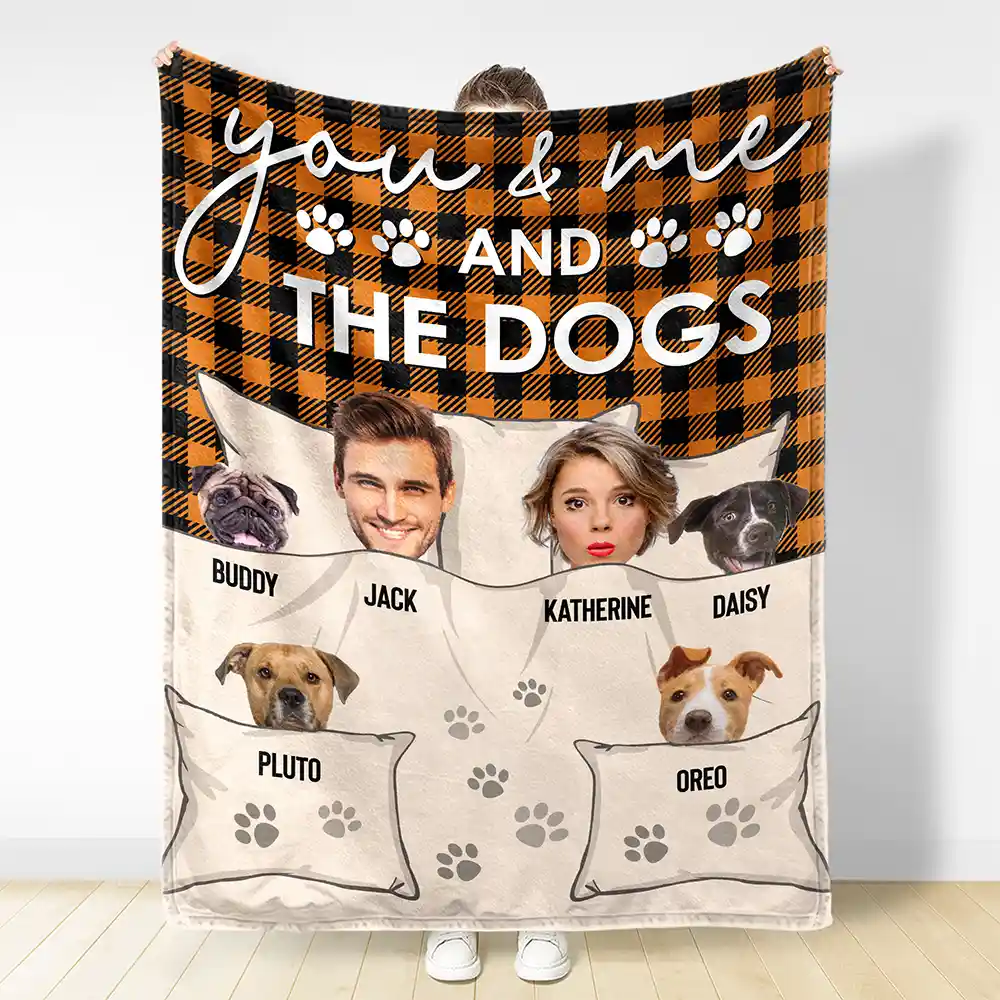 Custom Photo You & Me And The Dogs Cats Fur Babies - Personalized Fleece Blanket, Sherpa Blanket - Image 4