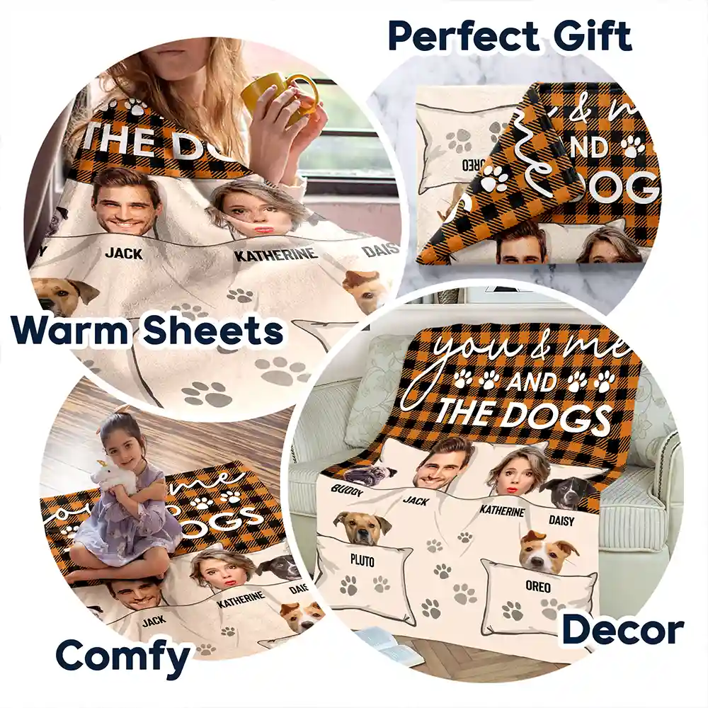 Custom Photo You & Me And The Dogs Cats Fur Babies - Personalized Fleece Blanket, Sherpa Blanket - Image 8