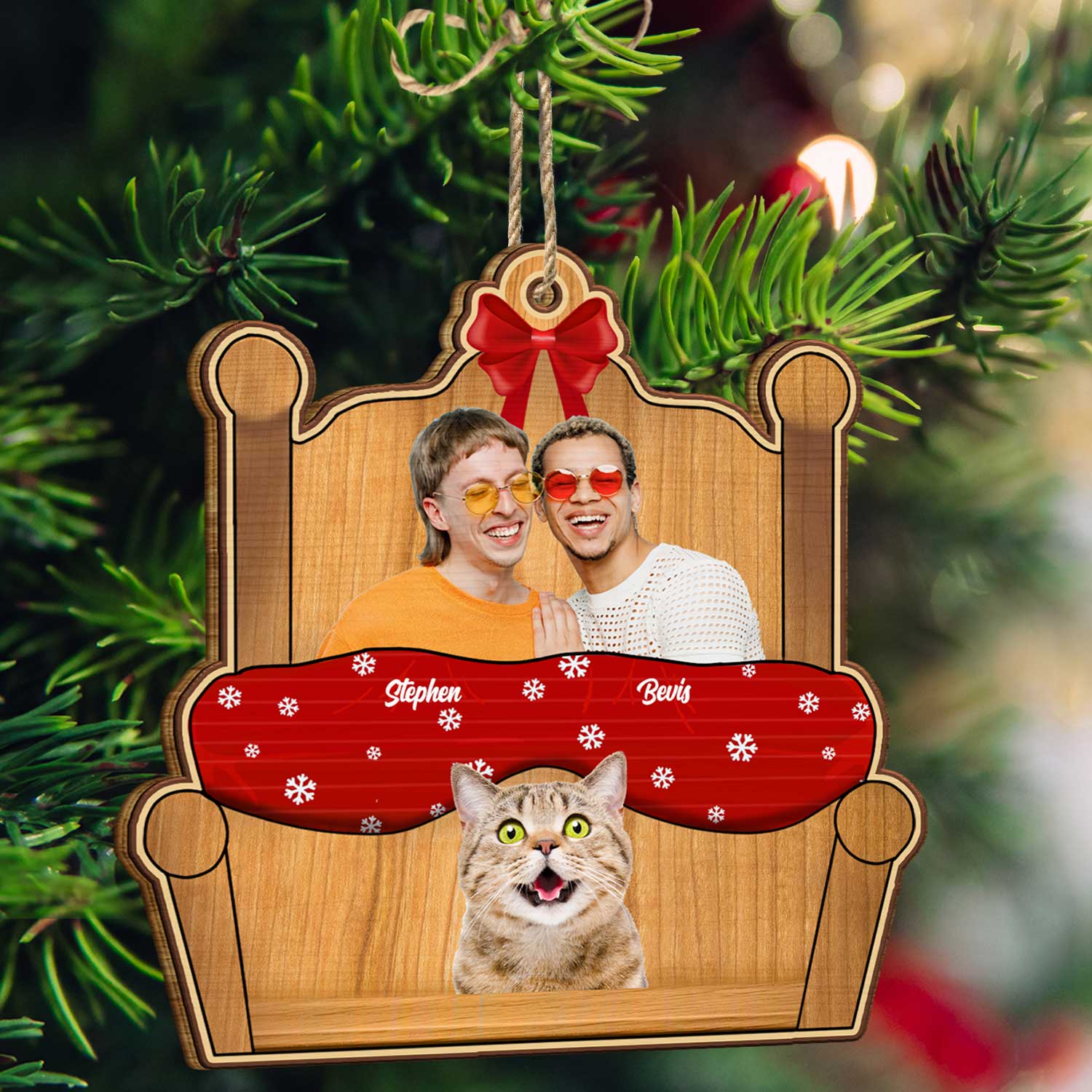 Custom Photo You Me And The Pet - Christmas Gift For Dog Couples - Personalized Custom Shaped Wooden Ornament - Image 3